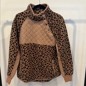 Abercrombie & Fitch Leopard Quarter Button Fleece